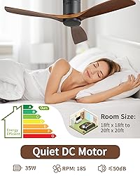 CACI Mall Flush Mount Ceiling Fan - 52 Inch Low
