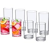 Amazing Abby - Probity - 10-Ounce and 16-Ounce Plastic Tumblers (Set of 8), Plastic Drinking Glasses, Reusable Plastic Cups, BPA-Free, Shatter-Proof, Dishwasher-Safe (Made of Plastic, NOT Glass)
