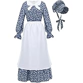 LTAKK Colonial Dress Women Prairie Pioneer Dresses Floral Pilgrim Costume Civil War Dress