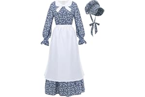 LTAKK Colonial Dress Women Prairie Pioneer Dresses Floral Pilgrim Costume Civil War Dress
