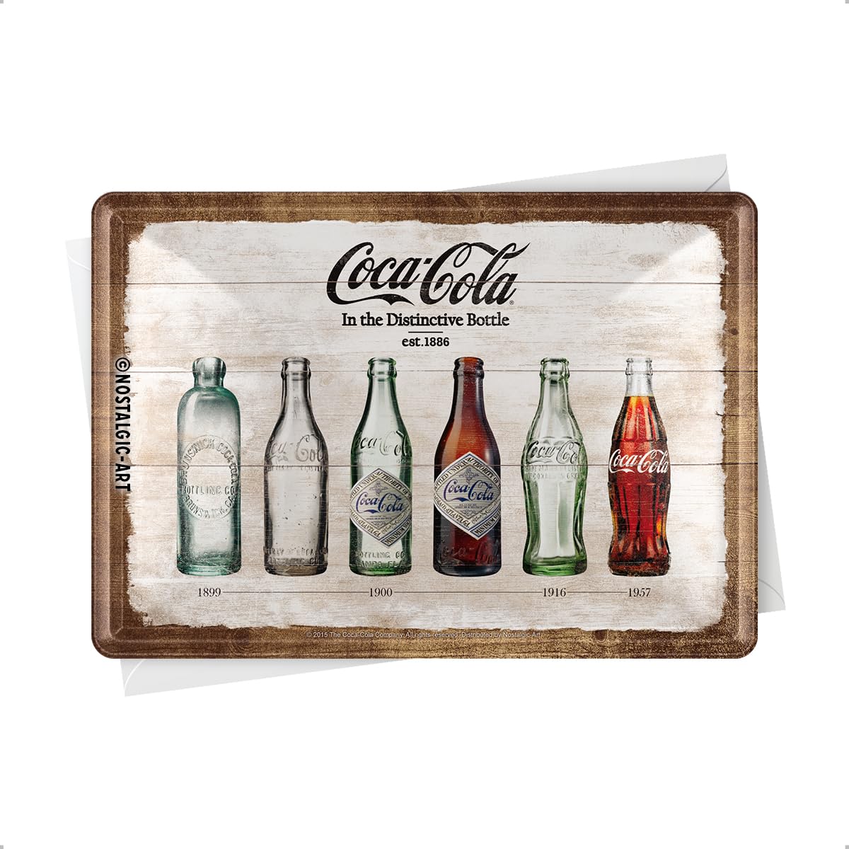 Nostalgic-Art 10277 Coca Cola Bottle, Timeline Tin Postcard, 10 x 14 cm