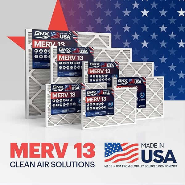 BNX TRUFILTER 16X20X1 AIR FILTER MERV 13 (4-PACK) – MADE IN USA – ELECTROSTATIC PLEATED AIR CONDITIONER HVAC AC FURNACE FILTERS FOR ALLERGIES, POLLEN, MOLD, BACTERIA, SMOKE, ALLERGEN, MPR 1900 FPR 10