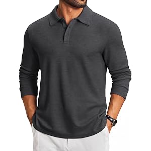 COOFANDY Men's Knit Polo Shirt Long Sleeve Polo Sweaters Casual Golf Shirts | long sleeve knit shirts,knitted polo shirts,fle