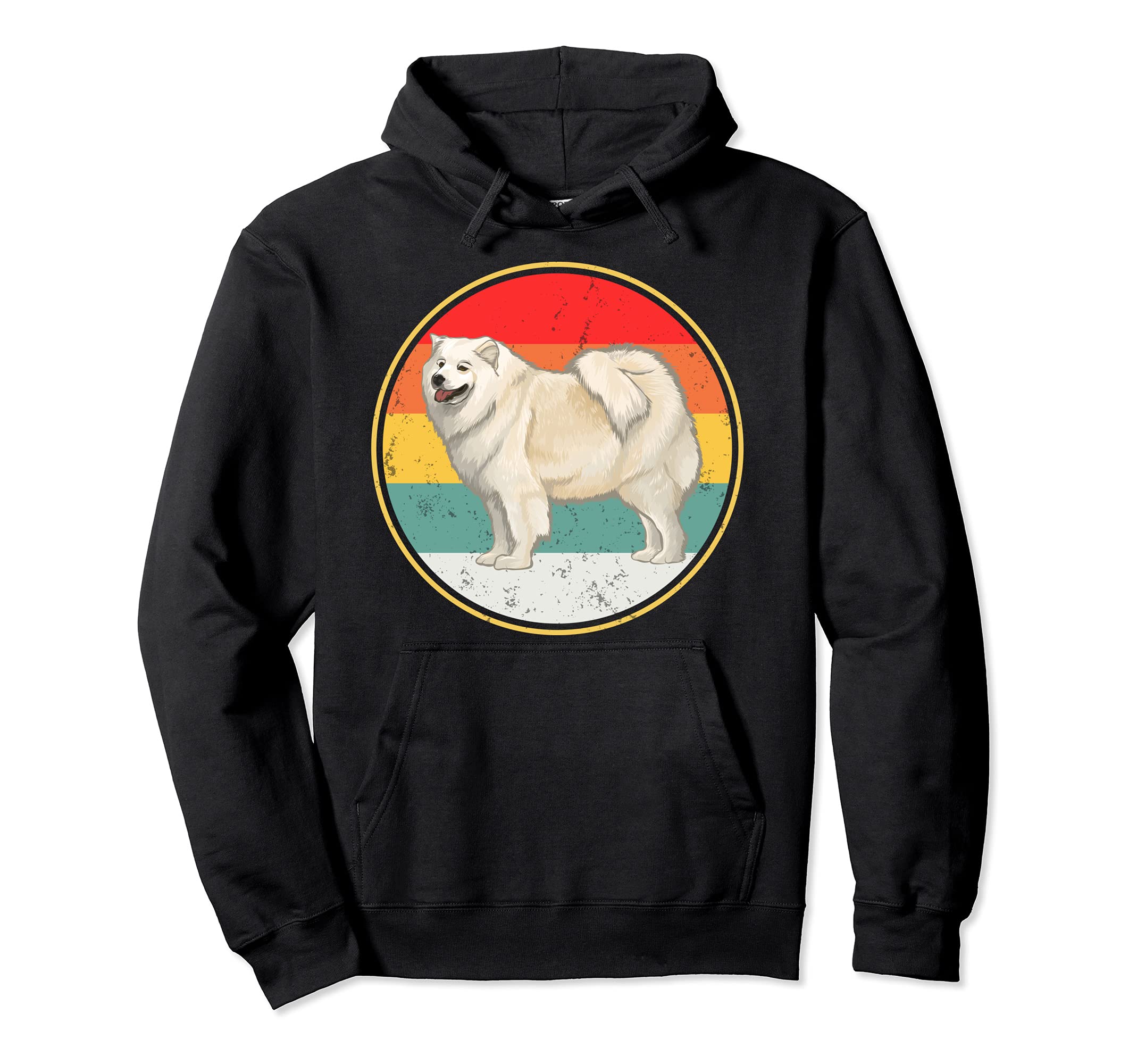 Vintage Retro Sunset Samoyed Dog Pullover Hoodie