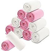 Newwiee 24 Pcs Fleece Throw Blankets Bulk 50'' x 60'' Oeko-tex Standard 100 Certified Spring Outdoor Wedding Guest Blankets Lightweight for Sleepover Donation Lap Pet Sofa Home (Light Pink/White)