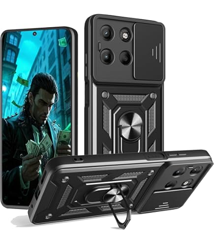 Shockproof Phone Case For Motorola Moto G15 With Ring Holder & Kickstand