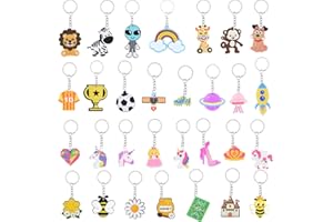 ASTARON 30 Pcs Cute Cartoon Keychains Party Favors, Party Bag Fillers, School Carnival Rewards, Cute Animals/Space/Unicorns S