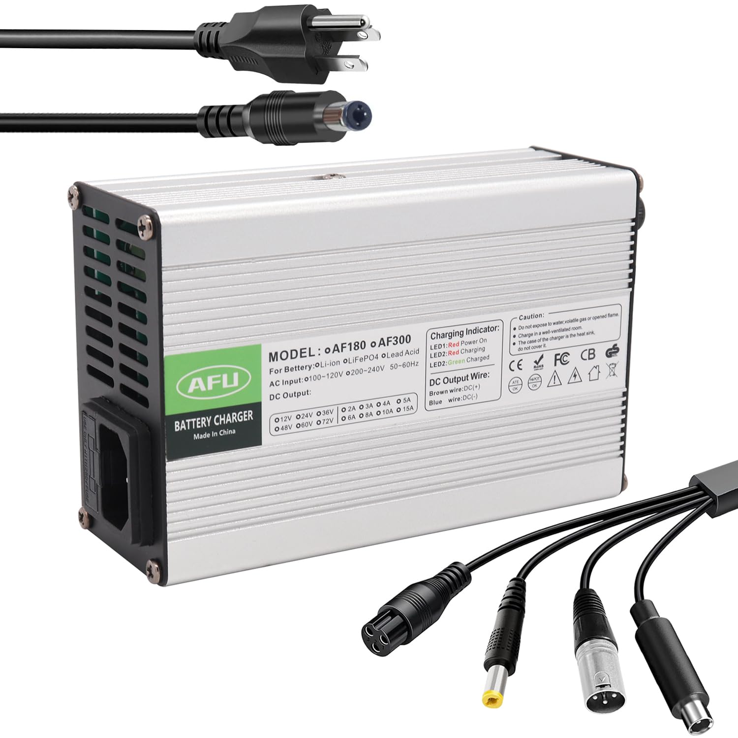 Photo 1 of 54.6V 5A(with Multiple Output Heads) 13S Li-ion Battery 48V 5A Charger Lithium ion Battery Smart Charger DC Output DC5.5 * 2.1mm/DC5.5 * 2.5mm Plug