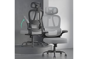 Submi Ergonomic Office Chair, Mesh Computer Chair with Lumbar Support & Adjustable Headrest, Mid-Back Desk Chair for Adults, 