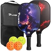 Pickleball Paddles Set of 2 Paddles 4 Balls and 1 Bag Pickleball Set 16MM Fiberglass Pickleball Paddle for Men Women, Pickleball Gifts for Women/Men Friends Family Lovers