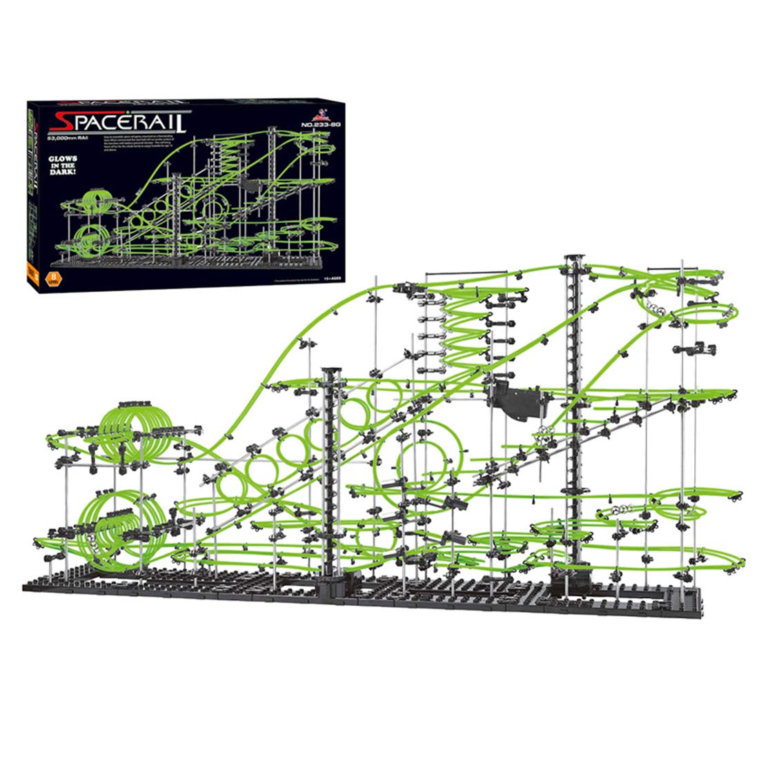 1337 Pieces Marble Run Set Toys with 3 Steel Balls Glow in The Dark, Marble Maze Game Marble Roller Coaster Kit Educational Learning Building Blocks for Children