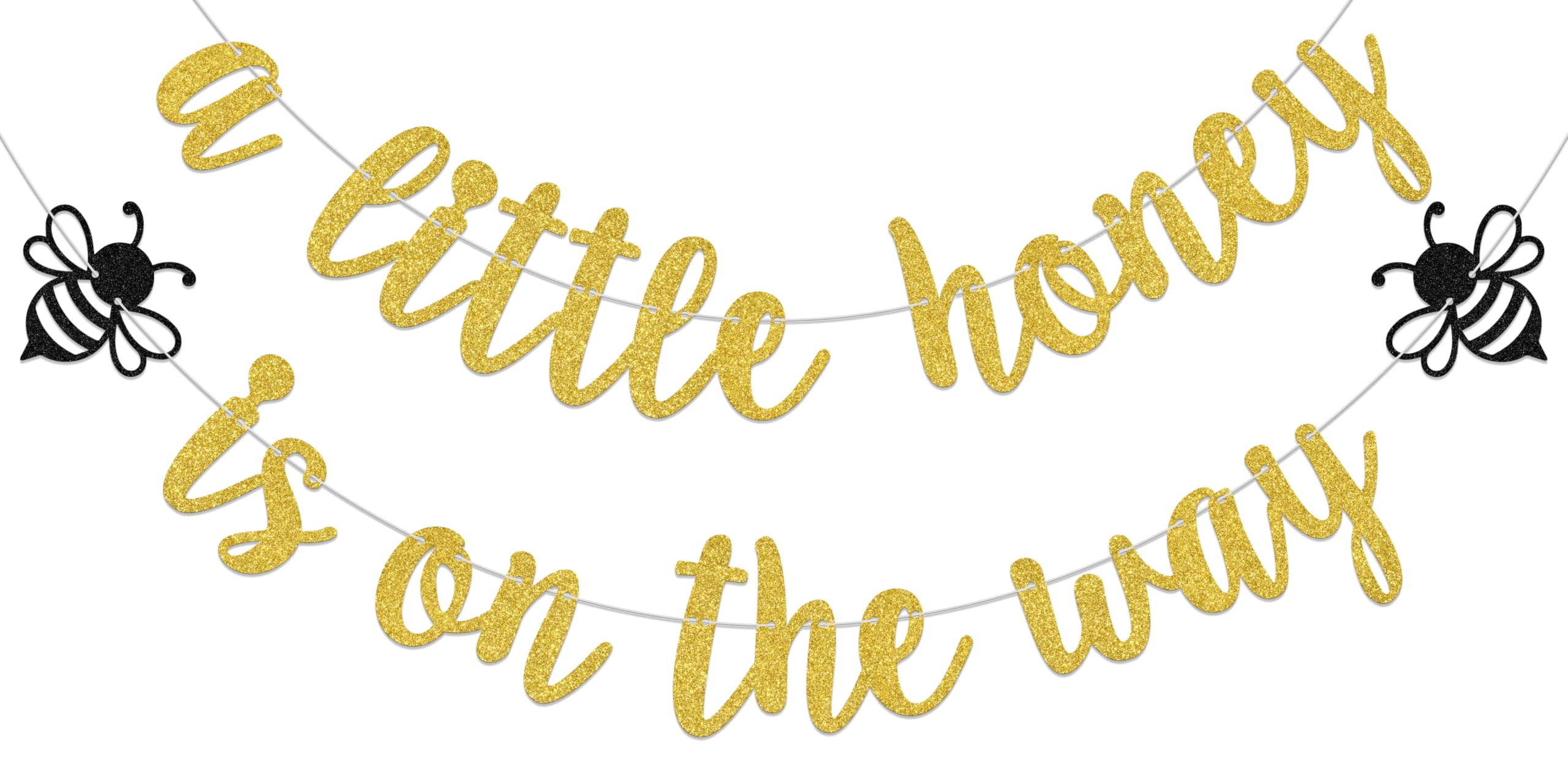 A Little Honey Is on the Way Banner Bee Baby Shower Decoration Honey Bee Theme Birthday Party Decoration Gold Glitter