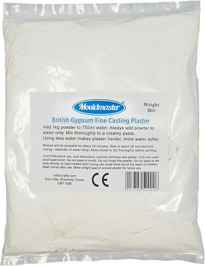 Mouldmaster British Gypsum Fine Casting Plaster 1Kg White