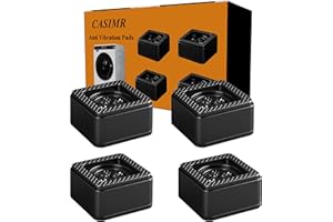 C CASIMR CASIMR Anti Vibration Pads for Washing Machine, 4 Pack Non Slip Elevated Foot Mat for Washer, Dryer and Furniture, Universal Square Rubber Pedestals and Shock Stabilizer Support Isolation Pads, Black