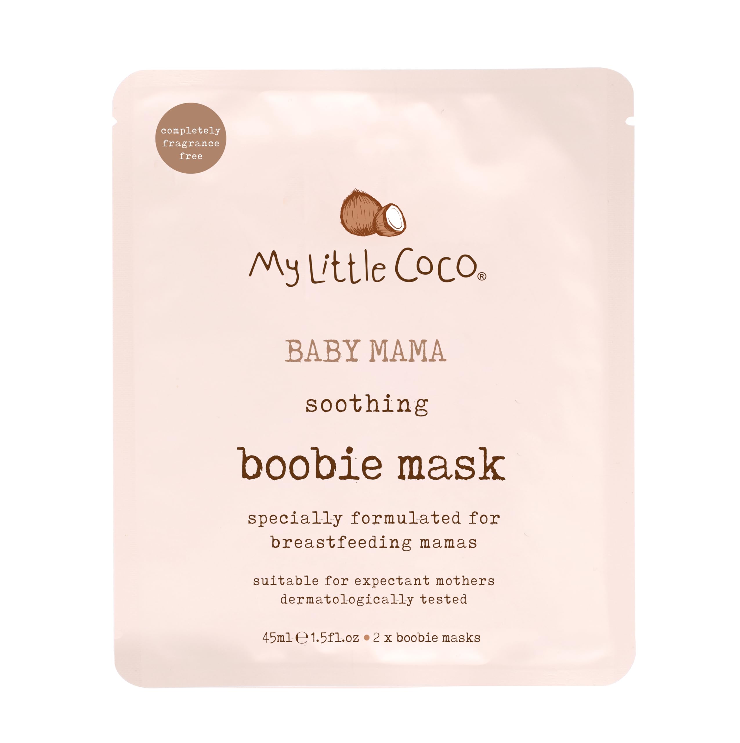 My Little Coco BABY MAMA Soothing Boobie Mask, 42ml | 2 Hydrating Masks with Coconut Oil & Rosehip for Nourished Skin | Dermatologically Tested, Vegan, Pregnancy Safe, Ideal for Sensitive Skin