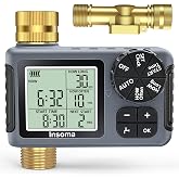 Water Timer for Garden Hose with 100% Metal Pipe, Programmable Sprinkler Controller for Garden Faucet with Auto/Manual/Rain Delay Mode, Irrigation Timers for Lawn, Yard, Outdoor Plants