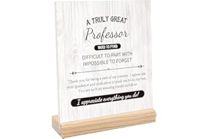 LYMOI Professor Gifts, Thank You Gifts for Professor, 5.9 x 7 Inches Acrylic Appreciation Gifts for Men Women, Professor Thank You Gifts, Teacher's Day Gifts Desk Plaque Sign with Wood Stand