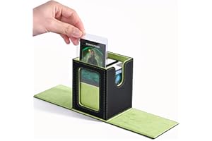 ZLCA MTG Deck Box with Commander Window Display, Trading Card Storage Box Holds 100 Double-Sleeved Cards Suitable for TCG/CCG/PTCG/EDH/Magic/Sport Cards (Black&Green)