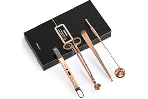 RONXS 4 in 1 Candle Accessory Set, Candle Wick Trimmer Cutter, Candle Electric Lighter, Candle Snuffer Extinguisher, Wick Dipper with Gift Package for Candle Lovers, Gift for Her(Copper)