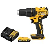 DEWALT 20V MAX Cordless Drill Driver Set, Electric Drill, Brushless 1/2 In 2 Speed, 2.0 Ah Battery and Charger Included, LED Light (DCD777D1)