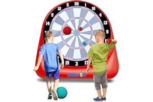 ZASTIC! Giant Inflatable 6ft Tall Kick & Throw Darts Game | Soccer Darts Inflatable Dart Board with 6 Kick Balls, 6 Tennis Balls & Pumps | Perfect for Giant Yard Games, Giant Inflatable Games & Carnival Games