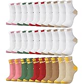 Bencailor 15 Pairs Women Crew Socks Running Cotton Ankle Socks for Women Athletic Hiking Walking Unisex 5-9
