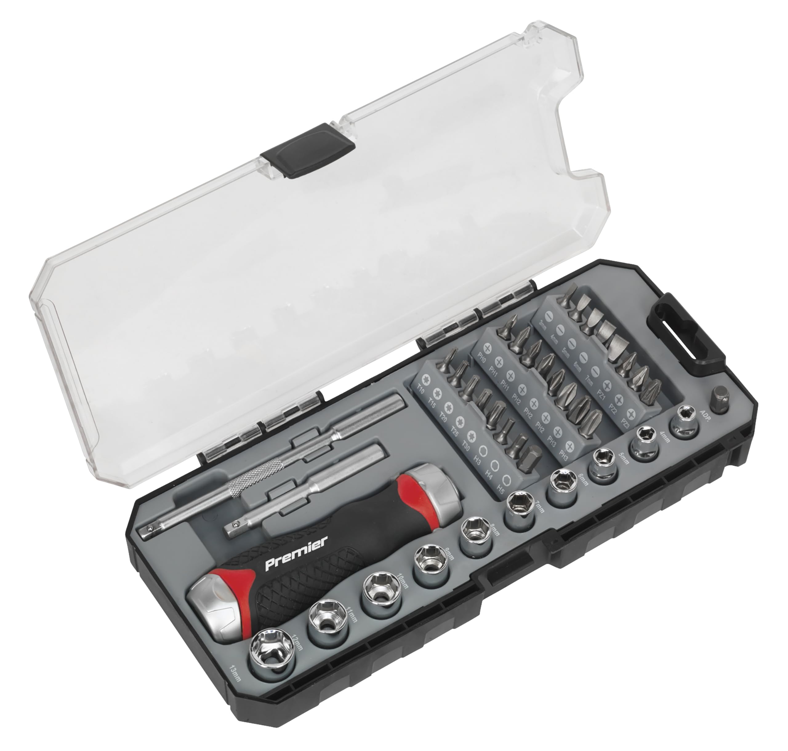 Sealey Ak64905 Fine Tooth Ratchet Screwdriver & Accessory Set 38Pc