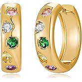 LILIE&WHITE Gold Hoop Earrings For Women With Multicolor Zircon Chunky Statement Earrings Trendy Gold Earring Fashion Chunky Hoop Earring Jewelry Gift