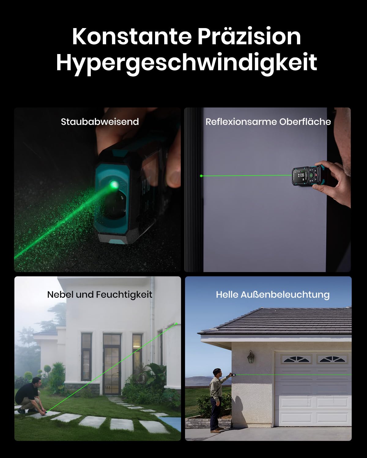MiLESEEY S50 Laser Entfernungsmesser mit Grünem Strahl, 120 m Lasermessgerät, P2P Laser Messgerät, Seitliche Laserausrichtung, Wiederaufladbar, 6,1 cm IPS-Display, Innen Außen 4