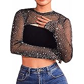 Asooll Women's Black Sheer Bolero Glitter Mesh Shrugs