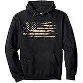 Distressed American Flag Hoodie Vintage USA Flags Patriotic Pullover Hoodie