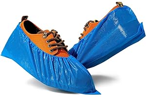 OCEANTREE Shoe Covers Disposable - 100 Pack (50 Pairs) Non Slip Recyclable Disposable Boot Covers Waterproof Durable Shoe Protector for Indoor Guest Visitor, One Size Fits Most(CPE Plastic)