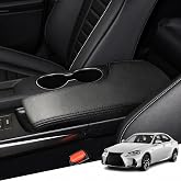 Great-luck Leather Armrest Cover for Lexus is 300 350 2014-2020 | Black-stitched leather cover fits Lexus IS 300 and IS 350 2014-2020 and protects the center console from daily wear.