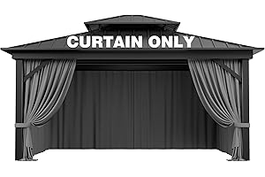 Pakunoda Outdoor Gazebo Curtain Replacement Universal 4-Panel Sidewalls 12' X 14',Outdoor Patio Waterproof Privacy Curtain with Double Zipper for Patio, Canopy, Garden, and Backyard (Curtain Only)