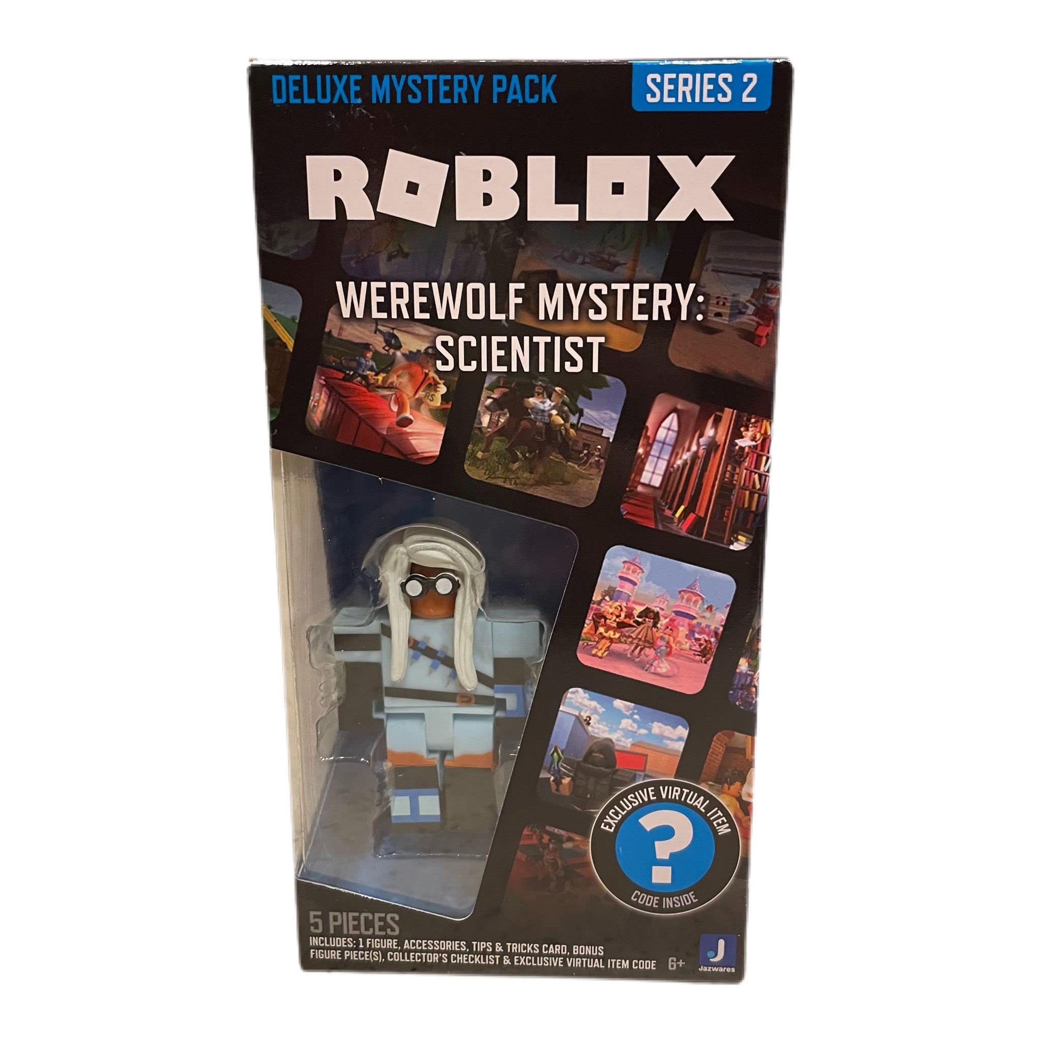 Roblox Deluxe Mystery Pack Action Figure Series 1 - Includes Exclusive Virtual Item (Choose Figure) (Werewolf Mystery: Scientist)