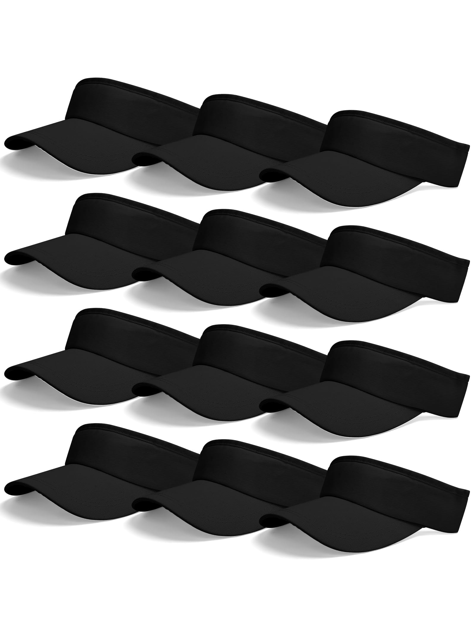 Photo 1 of 12 Pack Sun Visor Hats Unisex Sports Softball Adjustable Cap Sun Protection for Women Men (Black)