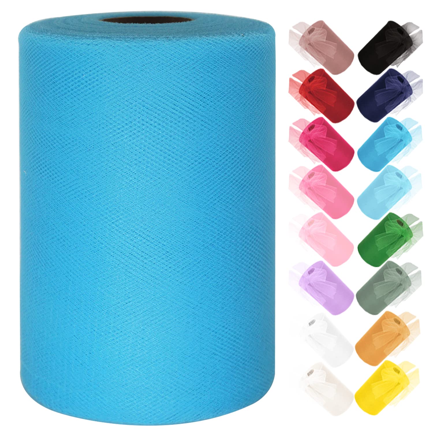 Ableme Deco Tulle Fabric Roll 6 Inches x 100 Yards (15cm x 91m) Tulle for Tutu Skirts Pom Poms Gift Wrapping Baby Shower Wedding Decor (Turquoise)