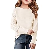 Haloumoning Girls Fall Sweater Kids Fashion Long Sleeve Ribbed Knit Split Pullover Tops 5-14Y
