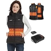 Gokozy Heated Vest for Women with 15 Heating Zones,20000mah 12V Battery Pack Lightweight Down Alternative, 3 Heat Levels