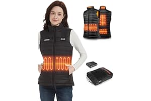 Gokozy Heated Vest for Women with 15 Heating Zones,20000mah 12V Battery Pack Lightweight Down Alternative, 3 Heat Levels
