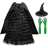 ZaisuiFun Witch Costume for Little Girlselphaba costume kids Halloween Carnival Black Cosplay Dress With Hat Cloak