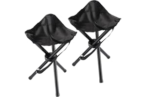 KKONHII 2PCS Portable Folding Camping Stool,Travel Outdoor Tripod Seat,Black Folding Camping Chairs for Camping Party Picnic Beach Garden Lawn Walking Hiking
