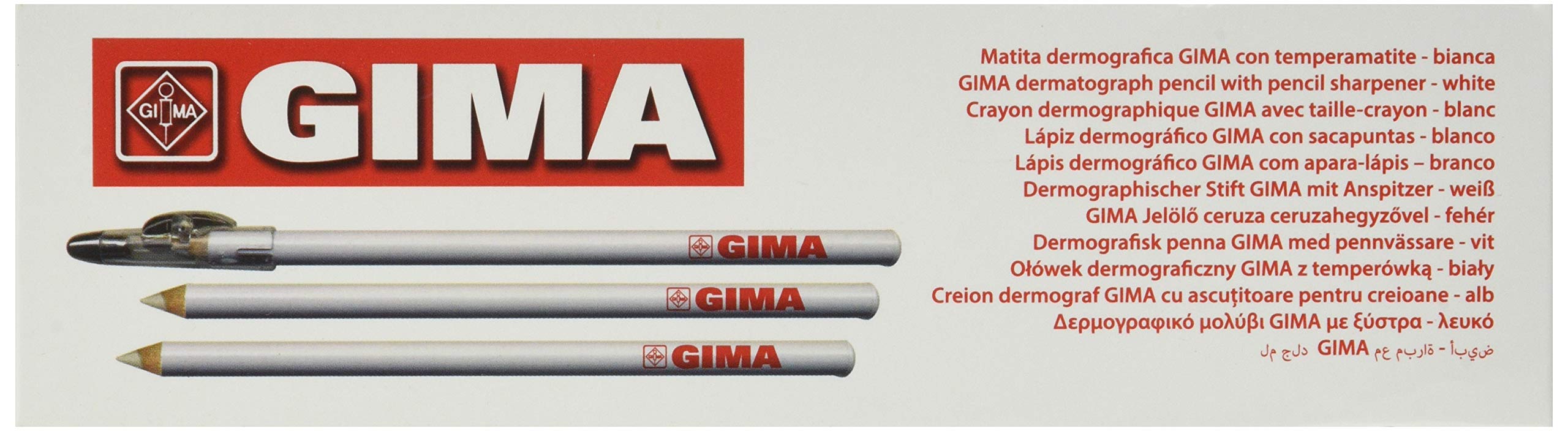 Gima 33176 Dermatograph Pencil, White (Pack of 6), skin marker, dermatological pencils