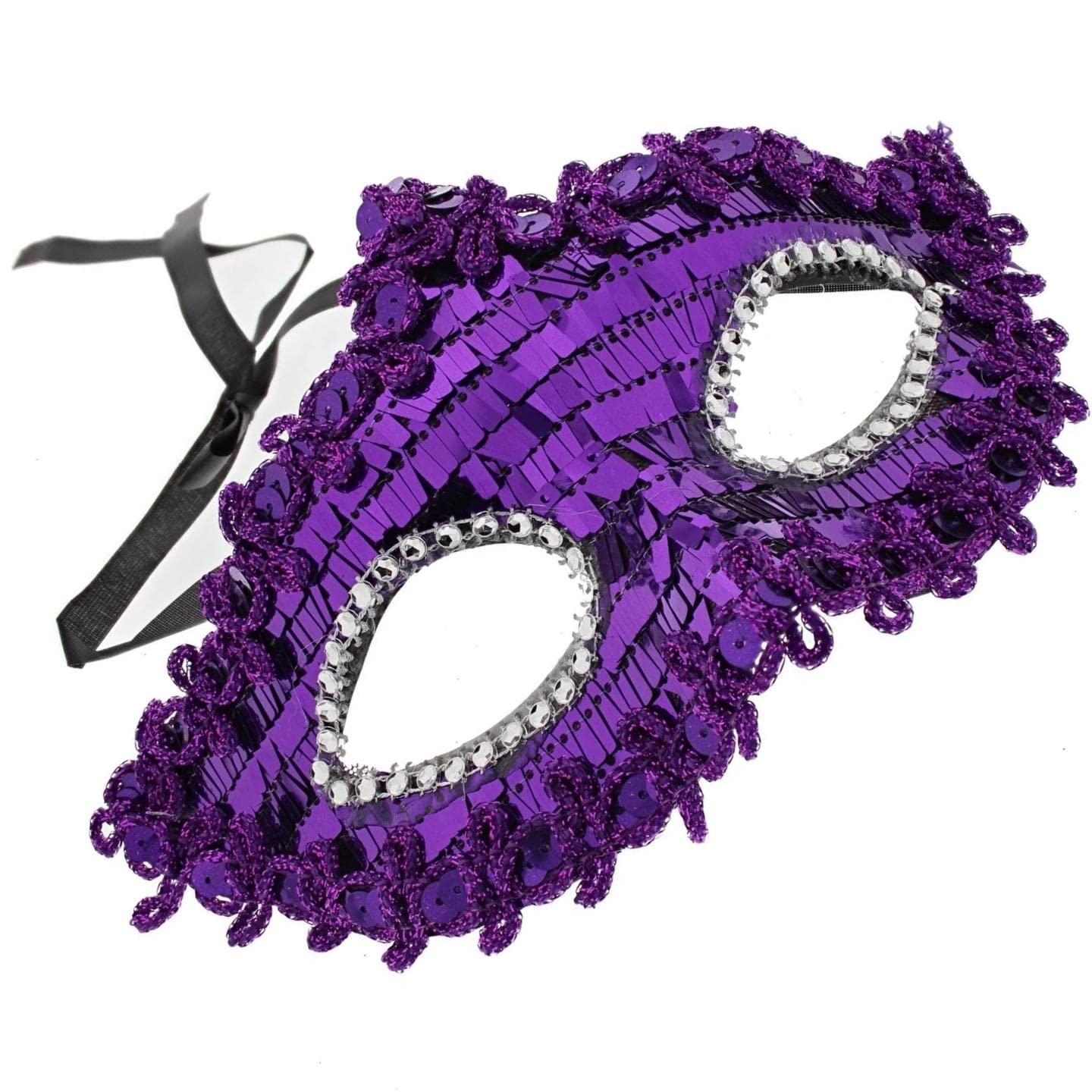 Topkids Accessories Masquerade Mask For Women and Men, Venetian Mask Halloween Mask, Masks for Masquerade Ball, Fancy Dress Adult, Cosplay accessories (Purple Sequin) — image 1