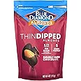 Blue Diamond Almonds, Dark Chocolate Covered Thin Dipped Snack Nuts for Guilt-Free Snacking with Half the Sugar, Perfect for Gathering, Holidays, or Craving a Sweet Treat, 4oz. Resealable Bag