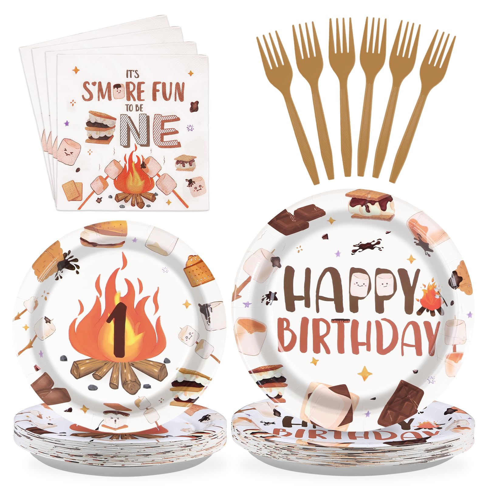 96 Pcs S'Mores Camping Birthday Party Decorations