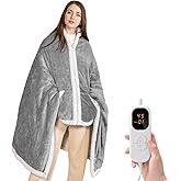 Heated Shawl Wraps for Women, Electric Heating Wearable Blanket Poncho with Deep Pocket, 5 Heating Levels, 1-10 Hours Timer Auto Shut-Off, 40x70 Inch, Gray - Gifts for Mom, Girlfriend, Grandmother
