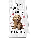 ChissNook Cockapoo Gifts Kitchen Towels, Life is Better with a Cockapoo Dog Dish Towels for Kitchen, Dog Lover Mom Owner Gifts Decorative Hand Towel for Bathroom, 16x24 Inch