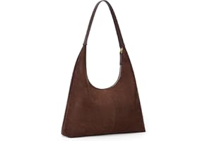 Lushandy Brown Suede Purse Faux Suede Tote Bag Leather Hobo Bags for Women Slouchy Hobo Bag Fall Purse Shoulder Bag