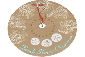 Juhucc Beach Coral Cute Santa and Snowman Dolls Christmas Tree Skirt 36 in for Christmas Decorations Skirt Rustic Xmas Holiday New Year Party Tree Mat Decor Indoor Outdoor Christmas Tree Mats